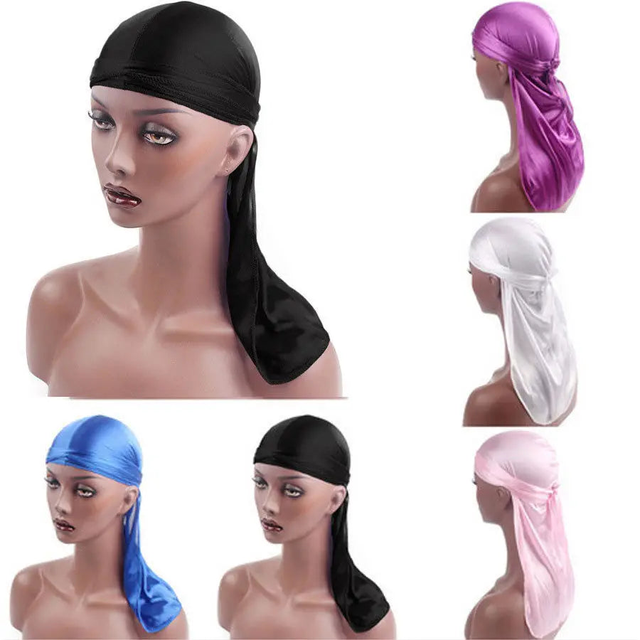 Fashion Men'S Satin Durags Bandanna Turban Wigs Pirate Hat Men Silky Durag Headwear Headband