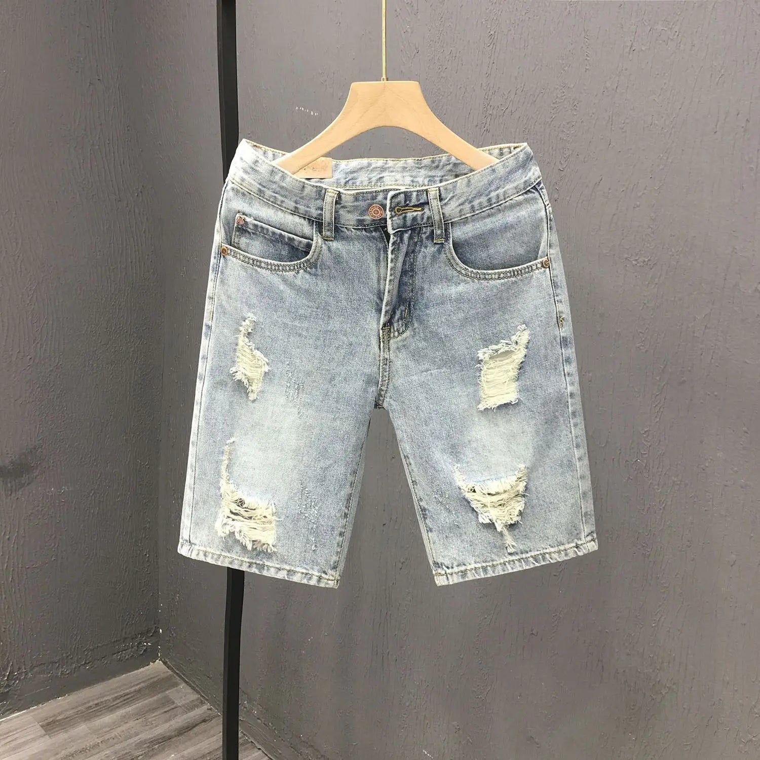 Fashion Stylish Designer Luxurious Men'S Slim Jeans for Summer Fashion with Distressed Designer and Stylish Ripped Holes Shorts