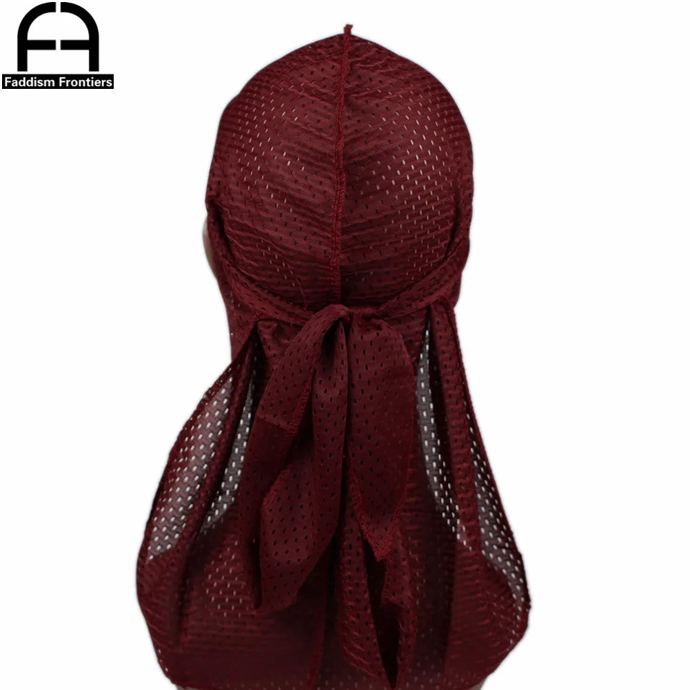 Summer Men Mesh Durag Breathable Long Tail Durags Bandanas for Men Wave Do Durag Rags