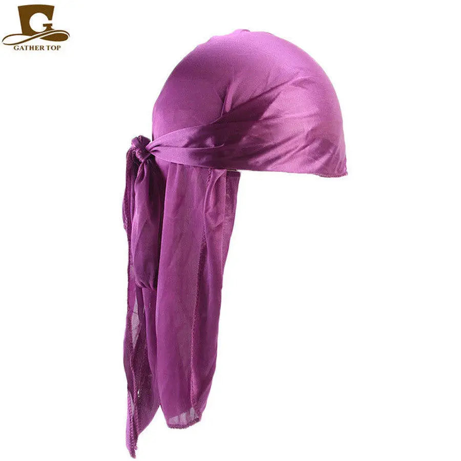 Fashion Men'S Satin Durags Bandanna Turban Wigs Pirate Hat Men Silky Durag Headwear Headband