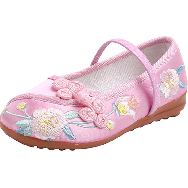 Children's Embroidered Cloth Shoes Chinese Style Girls Shoes Festival Vintage Chinese Shoes New Kids Shoes For Girl CSH1440