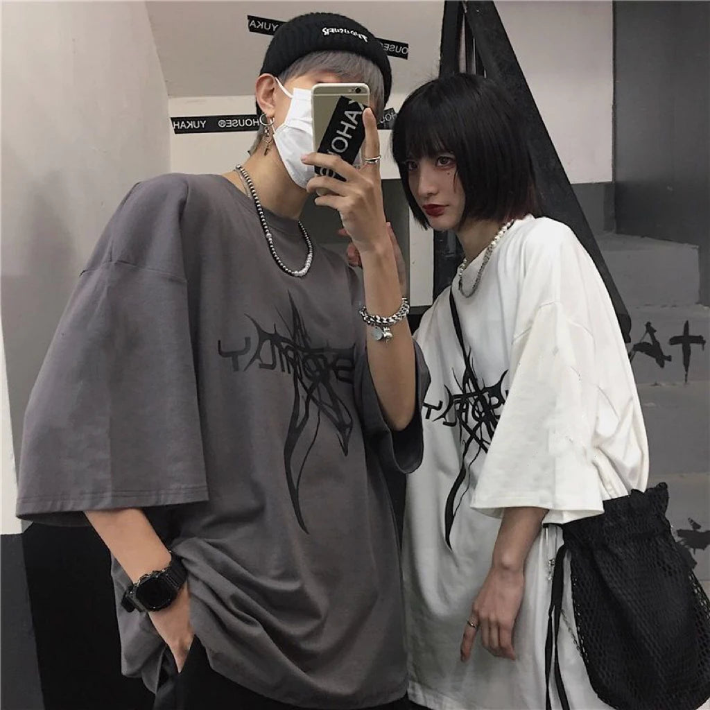 Men's t-shirts Retro Baggy Print O-neck Fashion Teen Streetwear Y2k t shirt College Simple Summer Oversized Short sleeve Tee Top