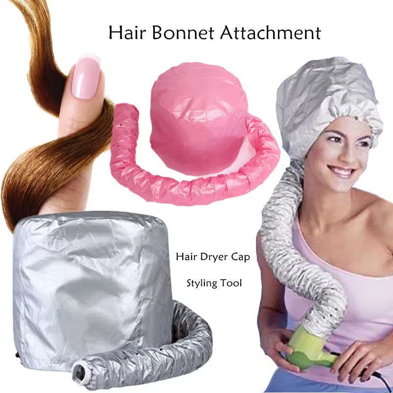 Sliver/Pink Portable Soft Hair Drying Cap Bonnet Hood Hat Womens Blow Dryer Home Hairdressing Salon Supply Adjustable Accessory