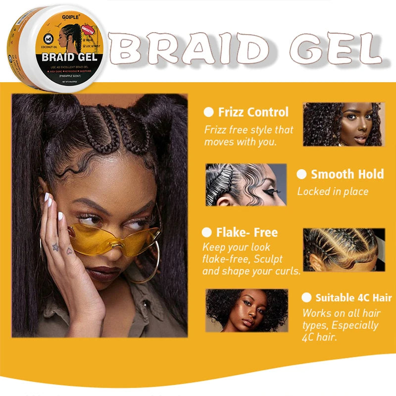 GOIPLE Hair Pomade Edge Control Gel Smooth Frizzy Hair for Styling Braiding Cream Control Frizz Edges Braid Gel